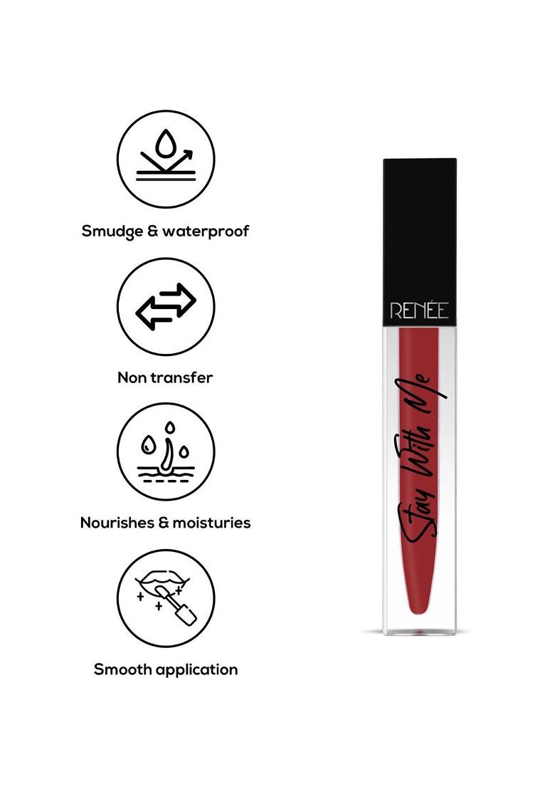 Renee Stay With Me Matte Vegan Lip Color Vitamin E Shea Butter 5Ml Mad For Maroon