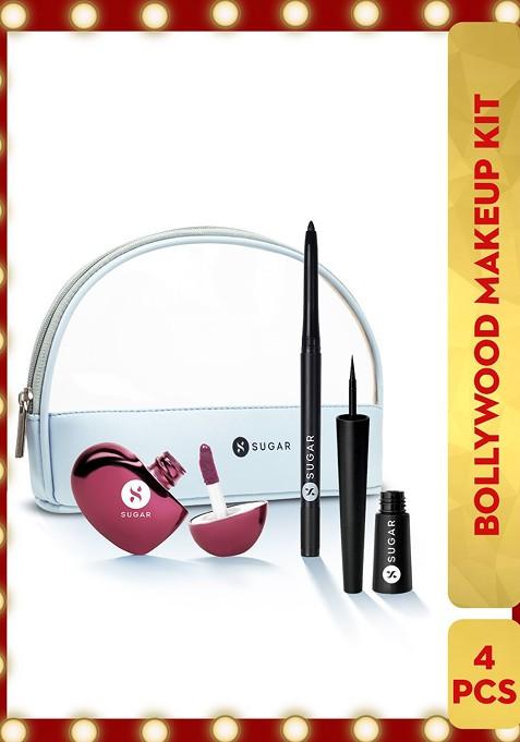 Sugar Waterproof Bollywood Makeup Kit 18Hr Liquid Lipstick 24Hr Eyeliner Intense Kajal