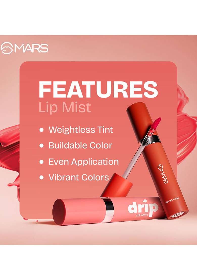 Mars Drip Long Lasting Glossy Finish Lip Mist 4 5 Ml Plum 08 - Indya