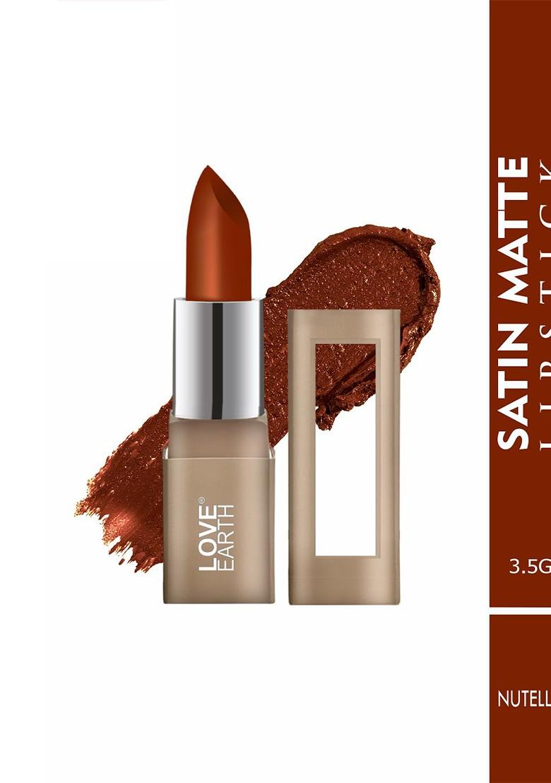 Love Earth Satin Matte Lipstick With Almond Oil Vitamin E 3 5 G Nutella