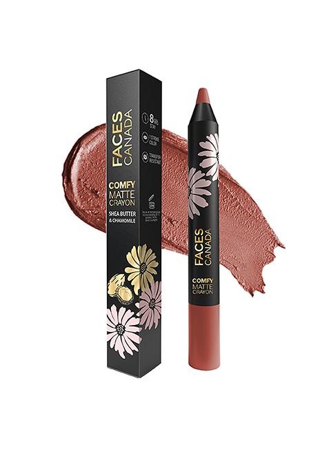 Faces Canada Comfy Matte Crayon Lipstick With Shea Butter Chamomile Spill The Tea 05