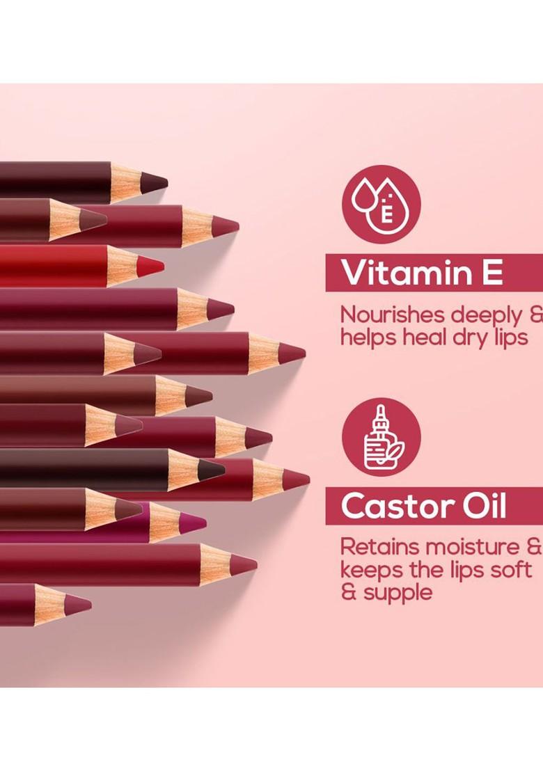 Renee Define Set Of 12 Matte Pencil Lip Liner With Vitamin E Castor Oil 1 2G Each