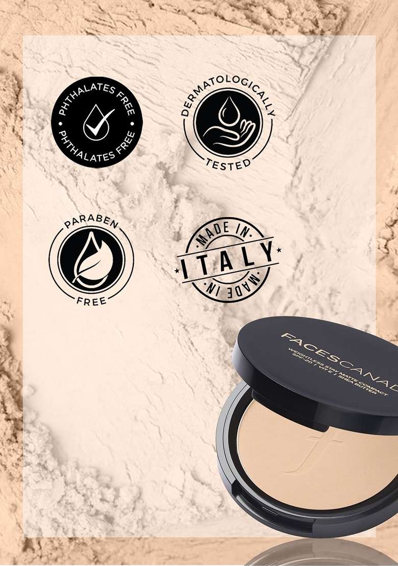 Faces Canada Weightless Stay Matte Compact Spf20 With Vitamin E Shea Butter Beige 03 - Indya
