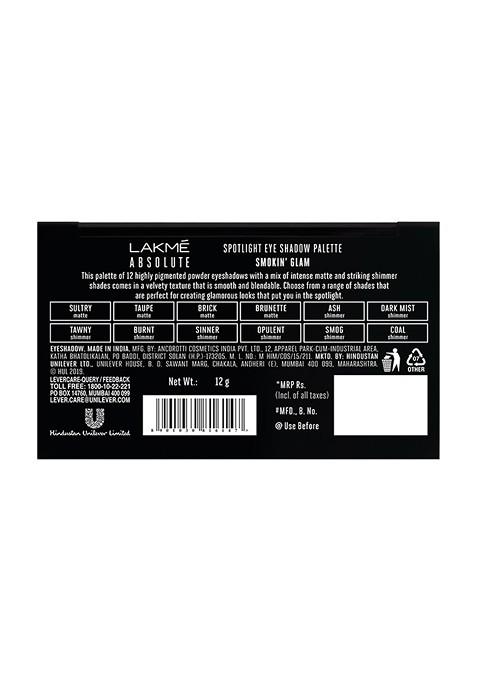 Lakme Glitterati Chroma Chic Eye Shadow Palette For Rich Color Payoff 12G Smoking Glam
