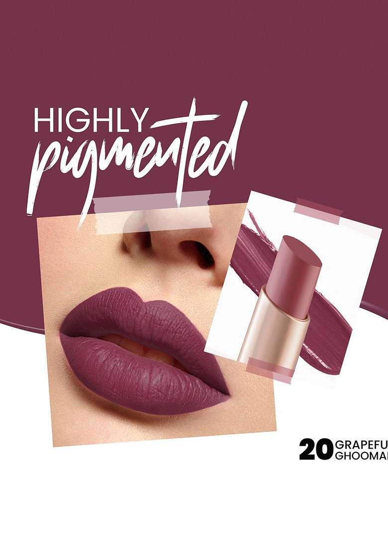 Mars Creamy Matte Ultra Pigmented Bullet Lipstick 3 2G Grapeful Ghoomar 20 - Indya