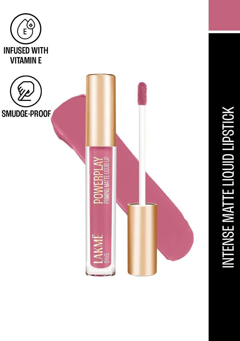 Lakme 9To5 Powerplay Priming Matte Liquid Lip Color With Vit E 4 2Ml Everyday Pink Mp1 - Indya