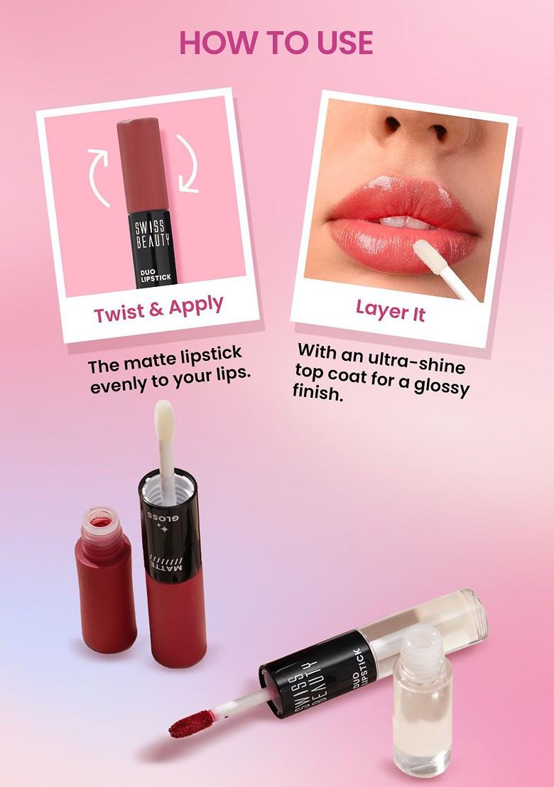 Swiss Beauty Long Lasting Transfer Proof Duo Lipstick 10 Ml Moody Plum