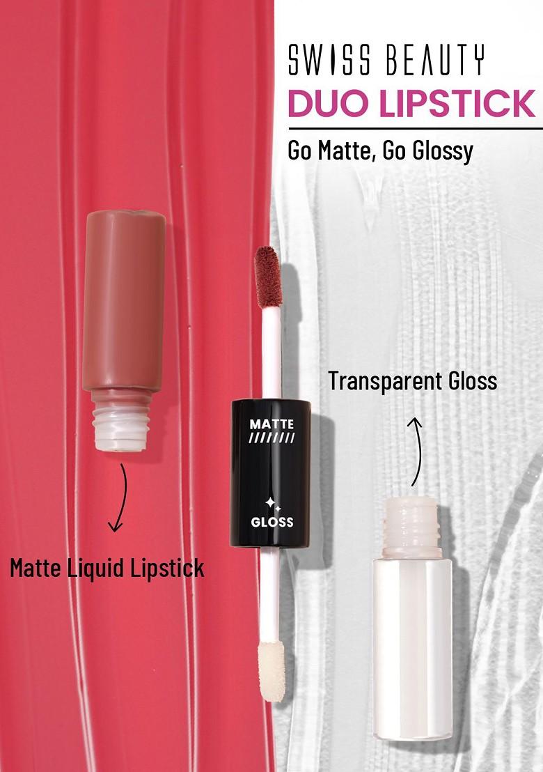 Swiss Beauty Long Lasting Transfer Proof Duo Lipstick 10 Ml Moody Plum