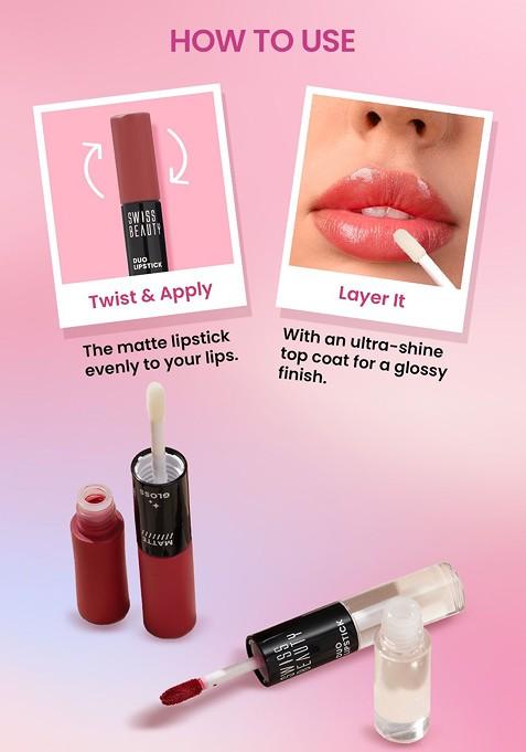 Swiss Beauty Long Lasting Transfer Proof Duo Lipstick 10 Ml Moody Plum