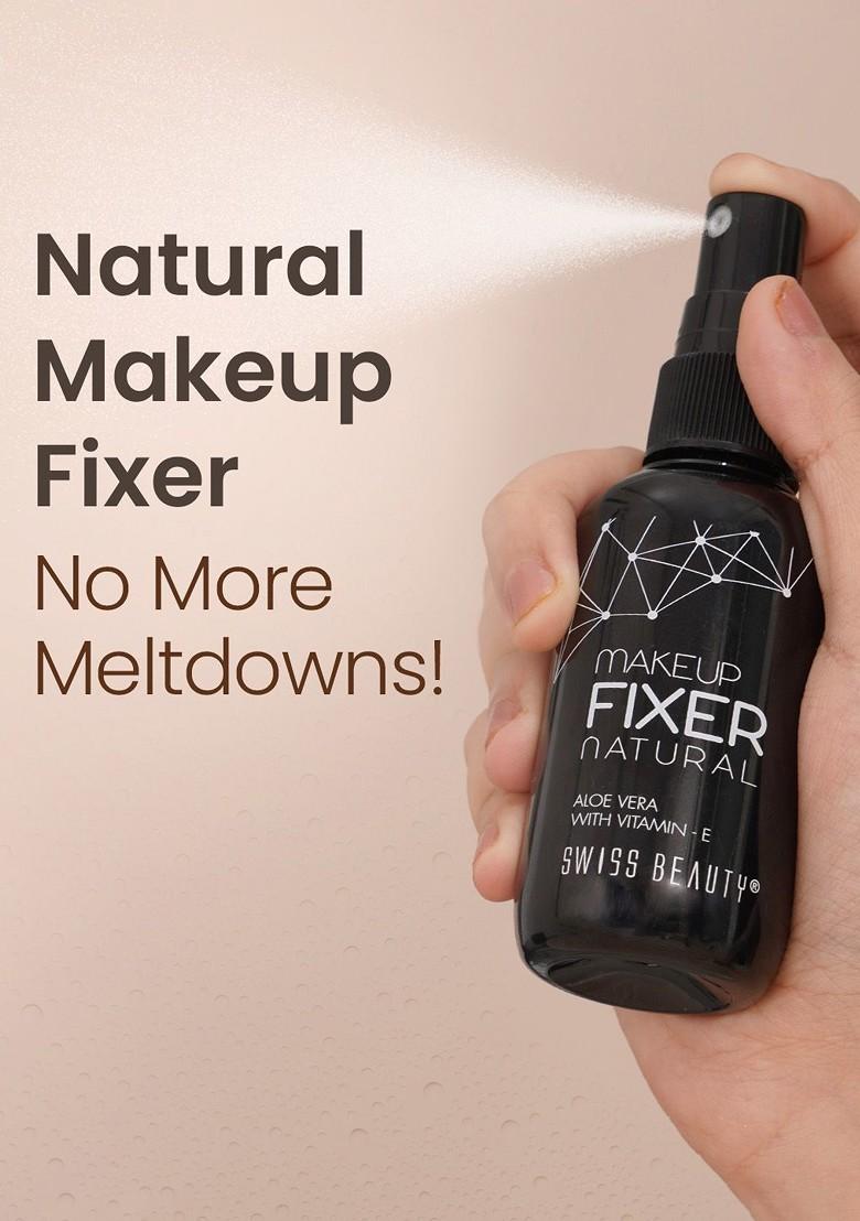 Swiss Beauty Long Lasting Makeup Fixer Natural Spray Aloe Vera With Vitamin E 50 Ml
