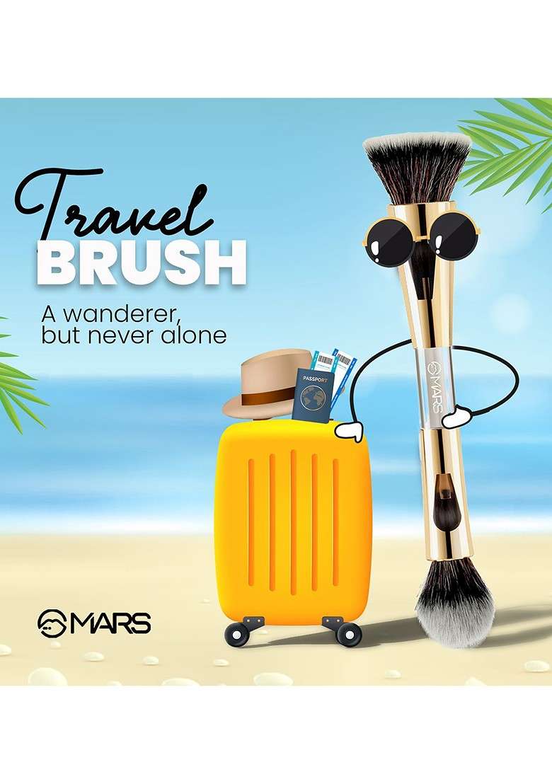 Mars 4In1 Foundation Eyeshadow Blending Flat Brush Set - Indya