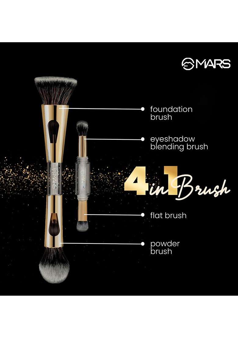 Mars 4In1 Foundation Eyeshadow Blending Flat Brush Set - Indya