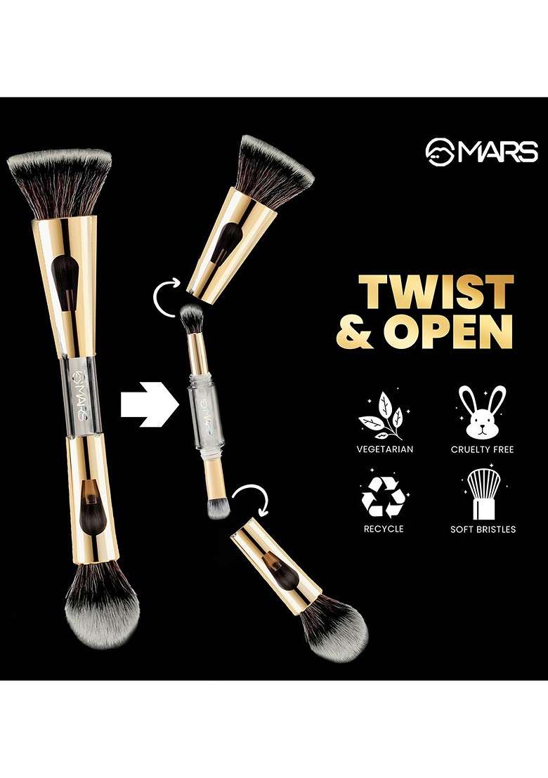 Mars 4In1 Foundation Eyeshadow Blending Flat Brush Set - Indya