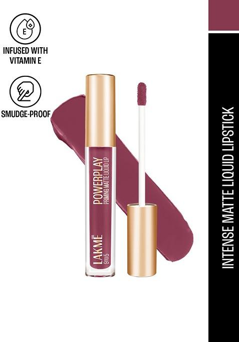 Lakme 9To5 Powerplay Priming Matte Liquid Lip Color With Vit E 4 2Ml Edgy Mauve Mm1