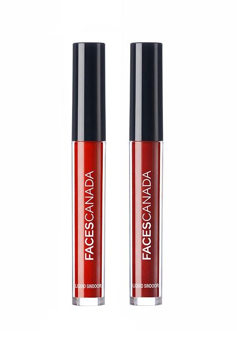 Faces Canada Set Of 2 Waterproof Crease Proof Liquid Sindoor 5Ml Each Red Maroon