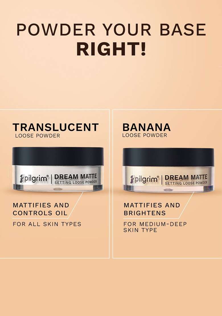 Pilgrim Long Instant Oil Control Setting Loose Powder With Brightening Effect 8 G Banana - Indya
