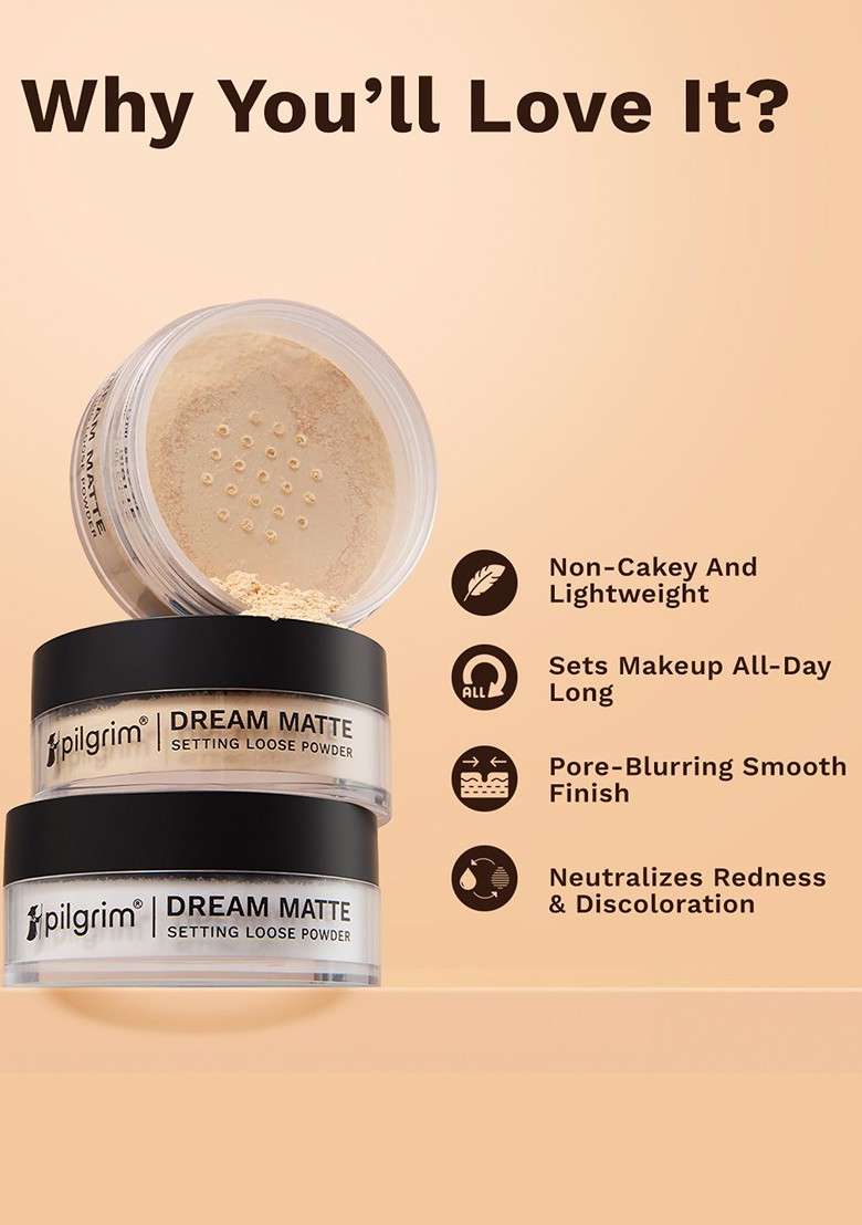 Pilgrim Long Instant Oil Control Setting Loose Powder With Brightening Effect 8 G Banana - Indya