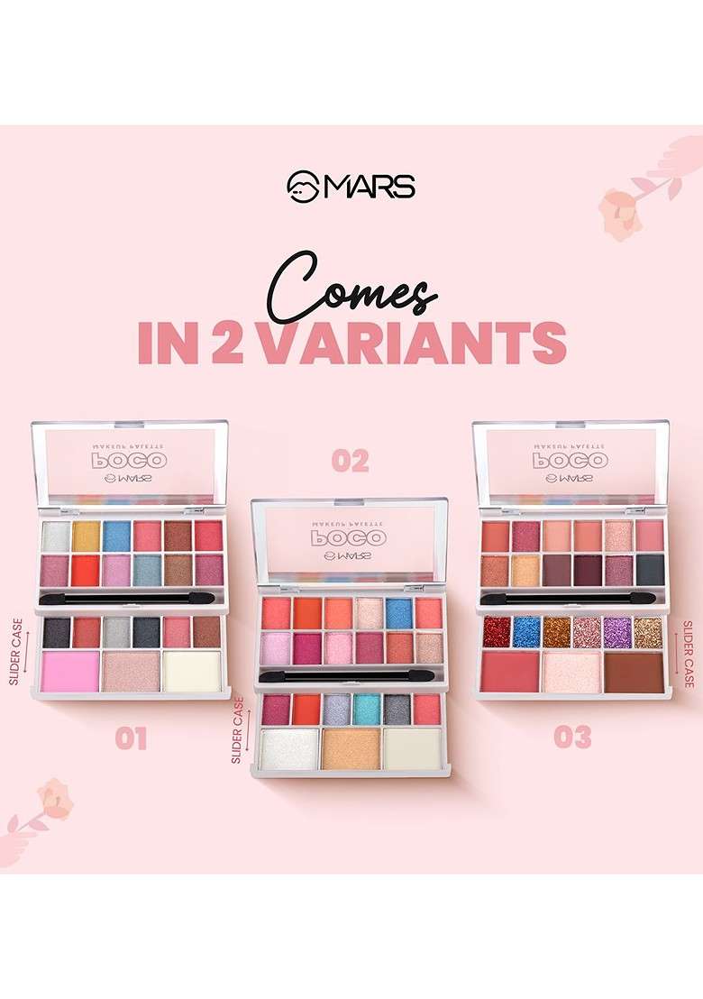 Mars Poco Face Makeup Eyeshadow With Highlighter Blusher And Compact 20G Core 03 - Indya