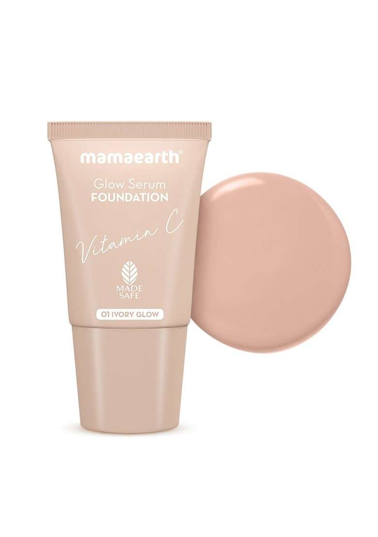 Mamaearth Glow Serum Mini Foundation With Vitamin C Turmeric 18Ml Ivory 01 - Indya