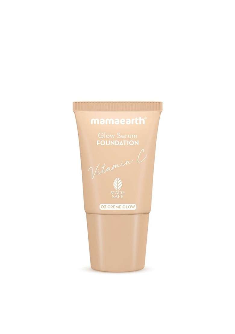 Mamaearth Glow Serum Mini Foundation With Vitamin C Turmeric 18Ml Creme 02 - Indya