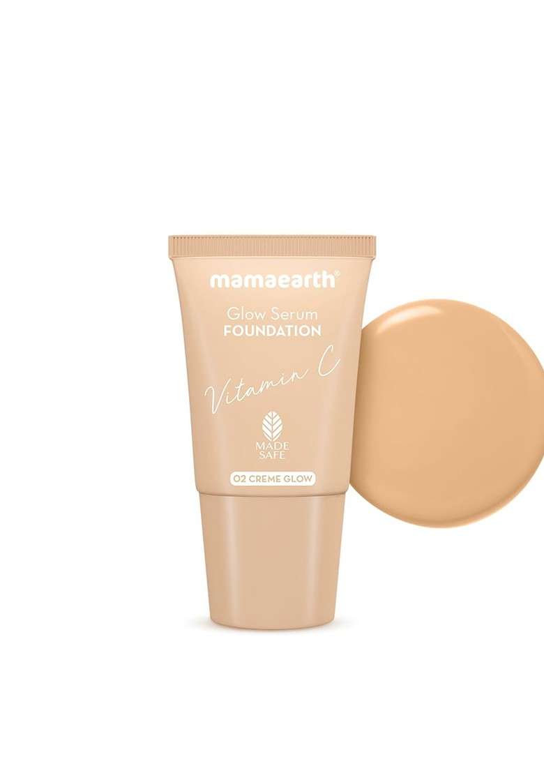 Mamaearth Glow Serum Mini Foundation With Vitamin C Turmeric 18Ml Creme 02 - Indya