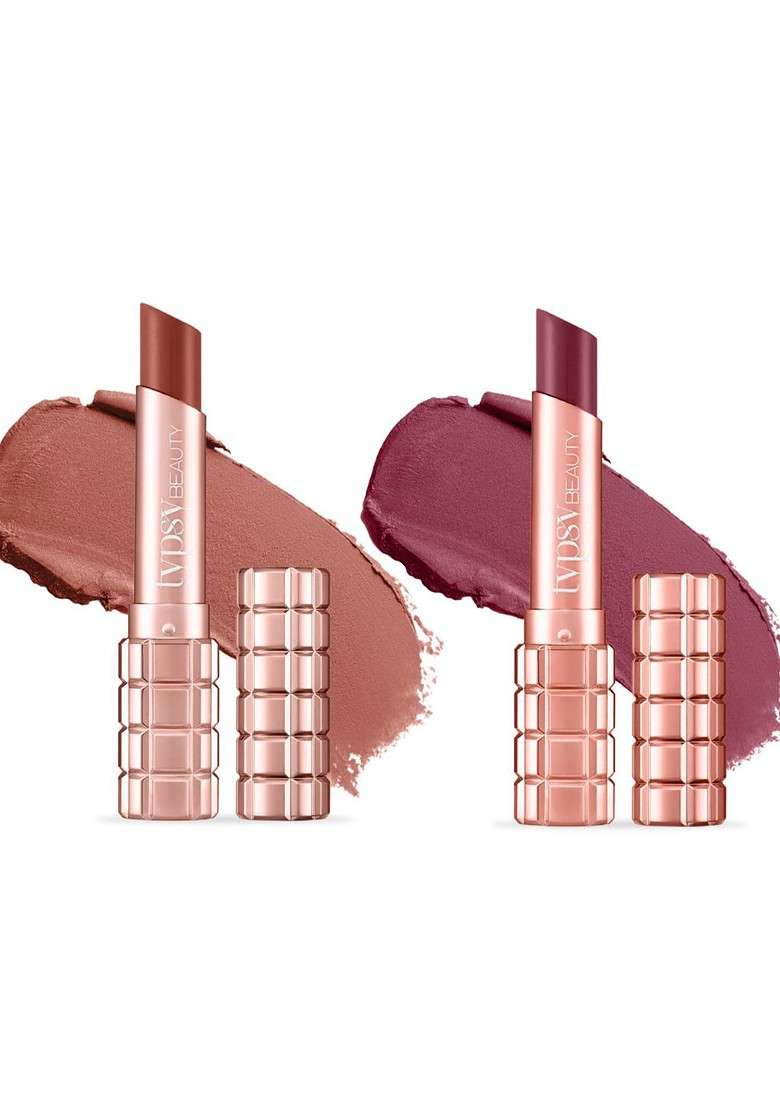 Typsy Beauty Set Of 2 Cocoa Peptide Velvet Matte Lipstick Shade 02 06 - Indya