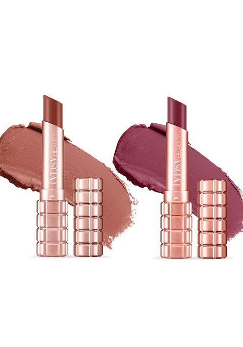 Typsy Beauty Set Of 2 Cocoa Peptide Velvet Matte Lipstick Shade 02 06
