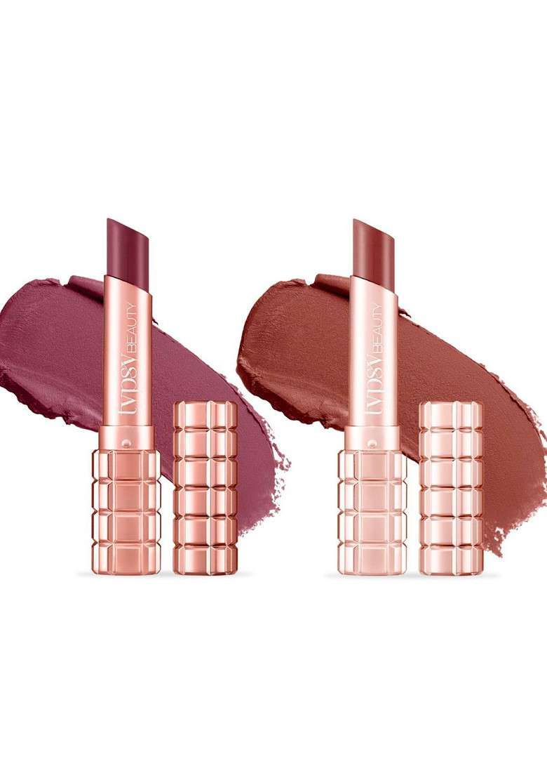 Typsy Beauty Set Of 2 Cocoa Peptide Velvet Matte Lipstick - Indya