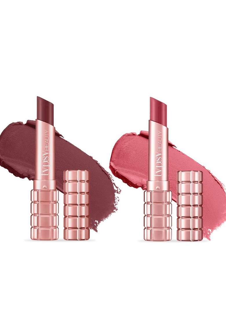 Typsy Beauty Set Of 2 Cocoa Peptide Velvet Matte Lipstick - Indya