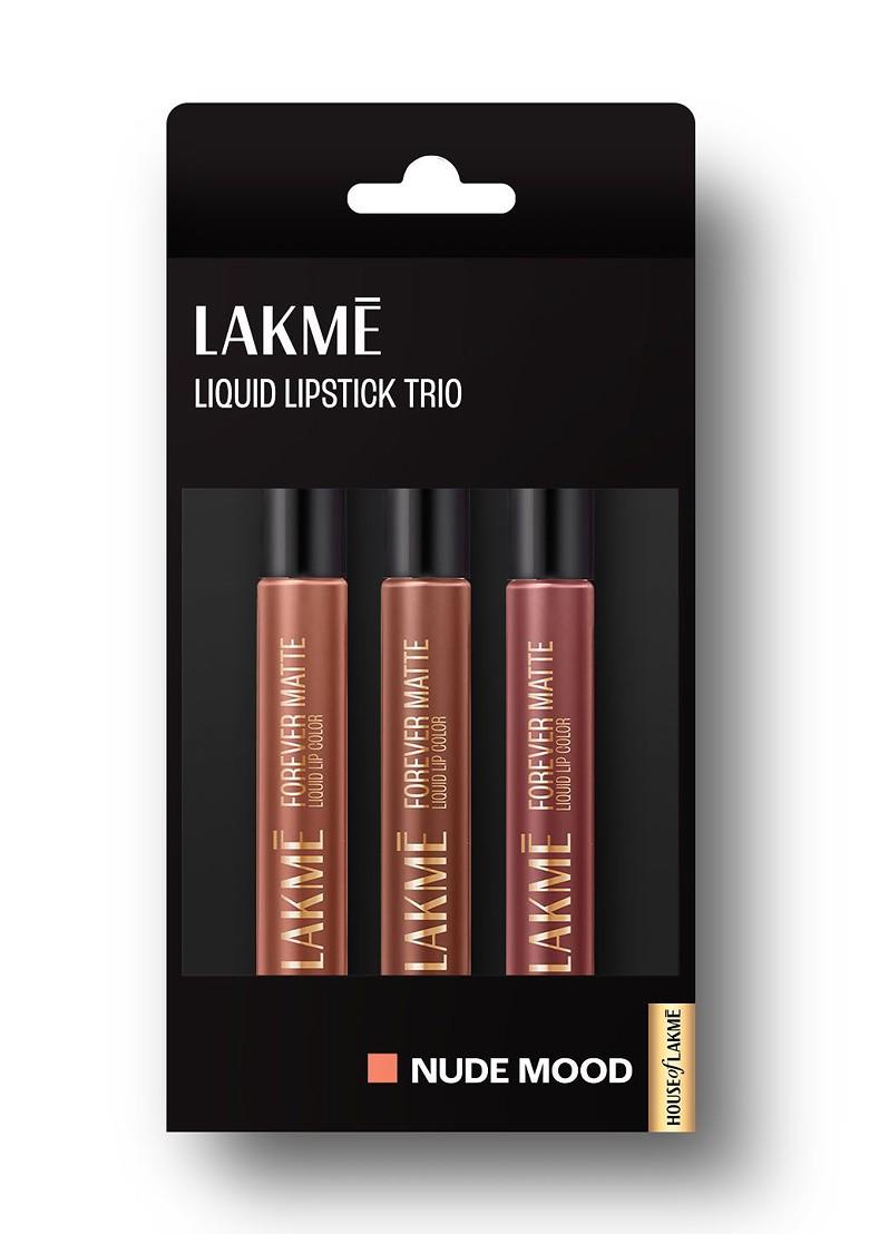Lakme Forever Matte Long Stay Light Weight Liquid Lipstick Trio 16 8Ml Nude Moods
