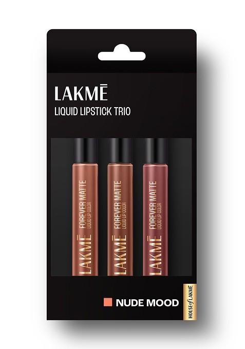 Lakme Forever Matte Long Stay Light Weight Liquid Lipstick Trio 16 8Ml Nude Moods