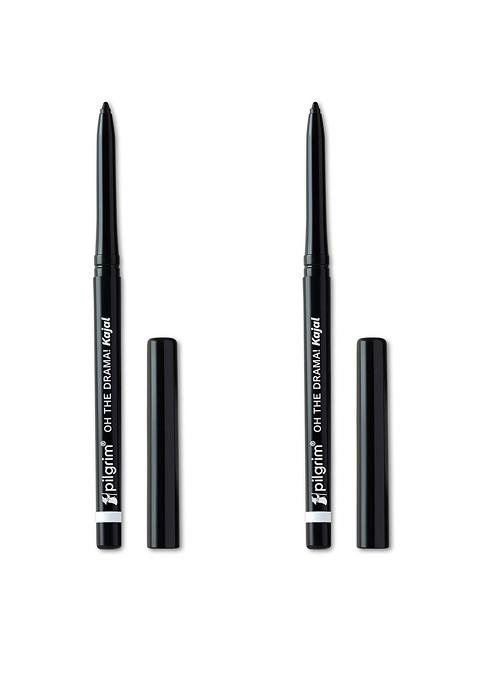 Pilgrim 2Pcs Oh The Drama Smudge Waterproof Kajal With Argan Oil Black Mischief Kbm1
