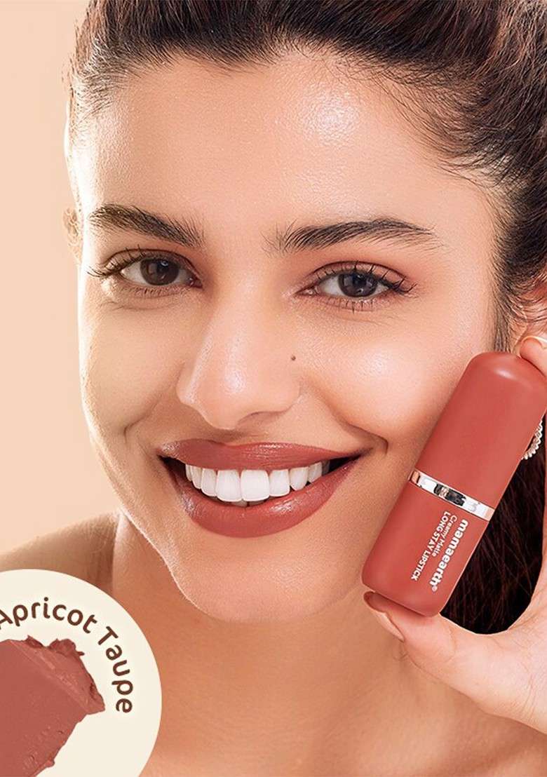 Mamaearth 2 Pcs Creamy Matte Long Stay Lipstick 4 2G Each Cranberry Crush Apricot Taupe - Indya