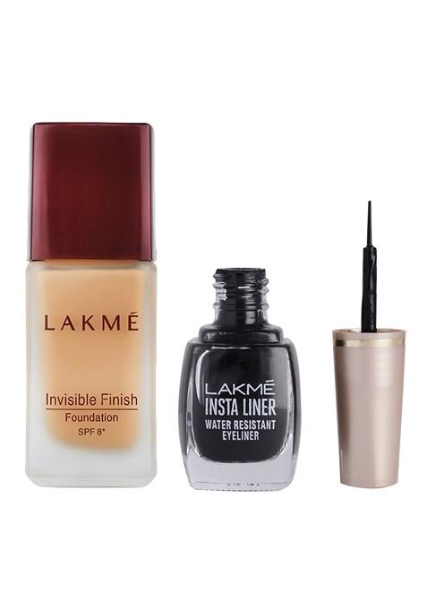 Lakme Set Of Invisible Finish Spf 8 Foundation Shade 01 Insta Eye Liner Black