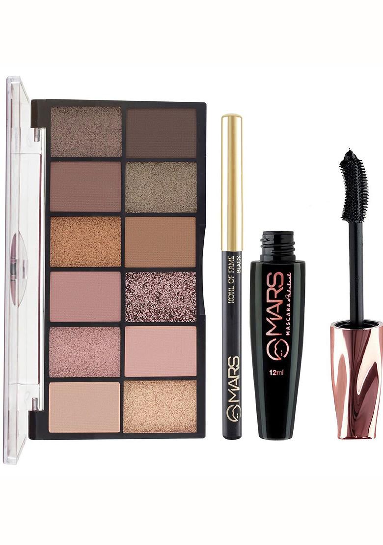 Mars 12 Shade Smoky Eyes Eyeshadow Palette With Smudge Proof Mascara Kajal