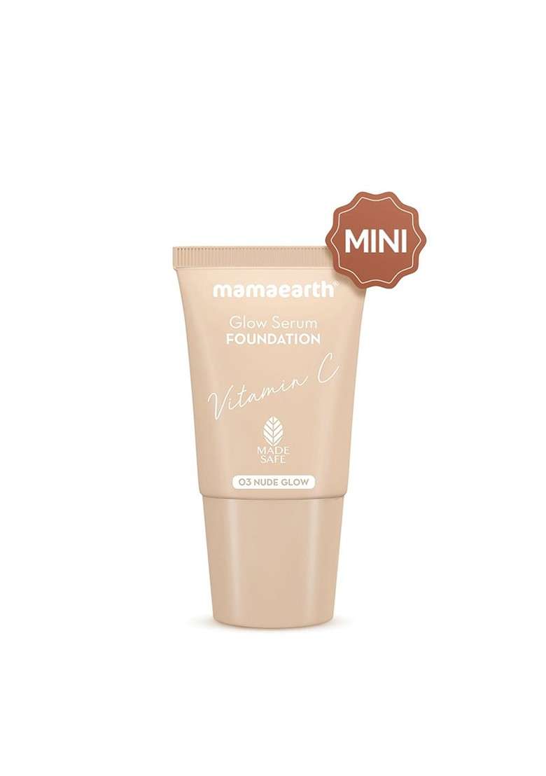 Mamaearth Glow Serum Mini Foundation With Vitamin C Turmeric 18Ml Nude 03 - Indya
