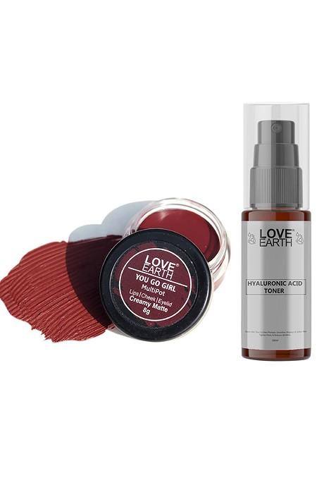 Love Earth Multipot Lip Cheek Eyelid Tint 8G Hyaluronic Acid Toner 100Ml