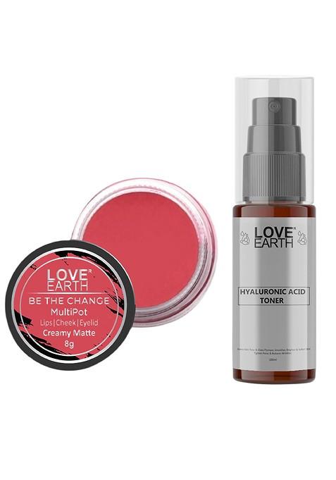Love Earth Multipot Lip Cheek Eyelid Tint 8G Hyaluronic Acid Toner 100Ml