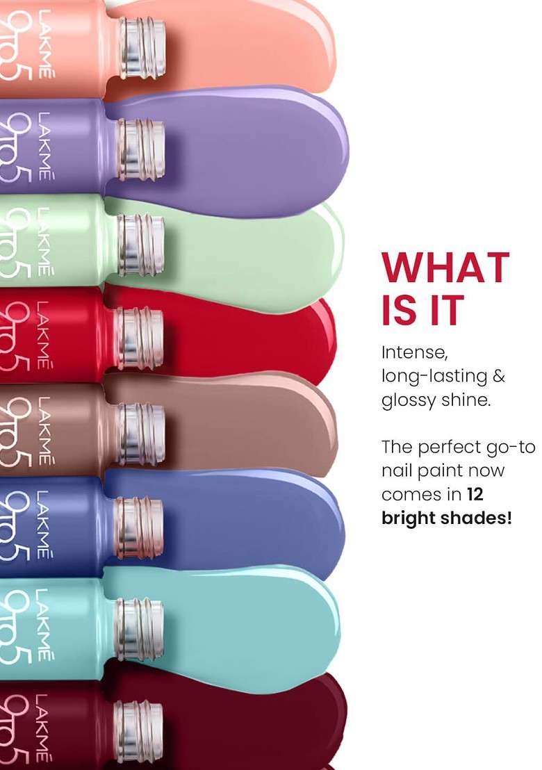 Lakme Set Of 3 9To5 Primer Gloss Nail Color 6Ml Each Sky Blue Sea Indigo Ink - Indya