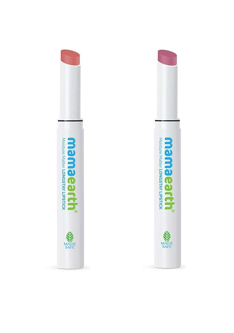 Mamaearth Set Of 2 Moisture Matte Long Stay Lipsticks 4 G Pink Tulip Carnation Nude - Indya