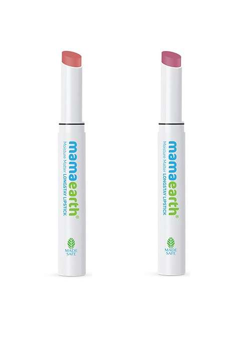 Mamaearth Set Of 2 Moisture Matte Long Stay Lipsticks 4 G Pink Tulip Carnation Nude