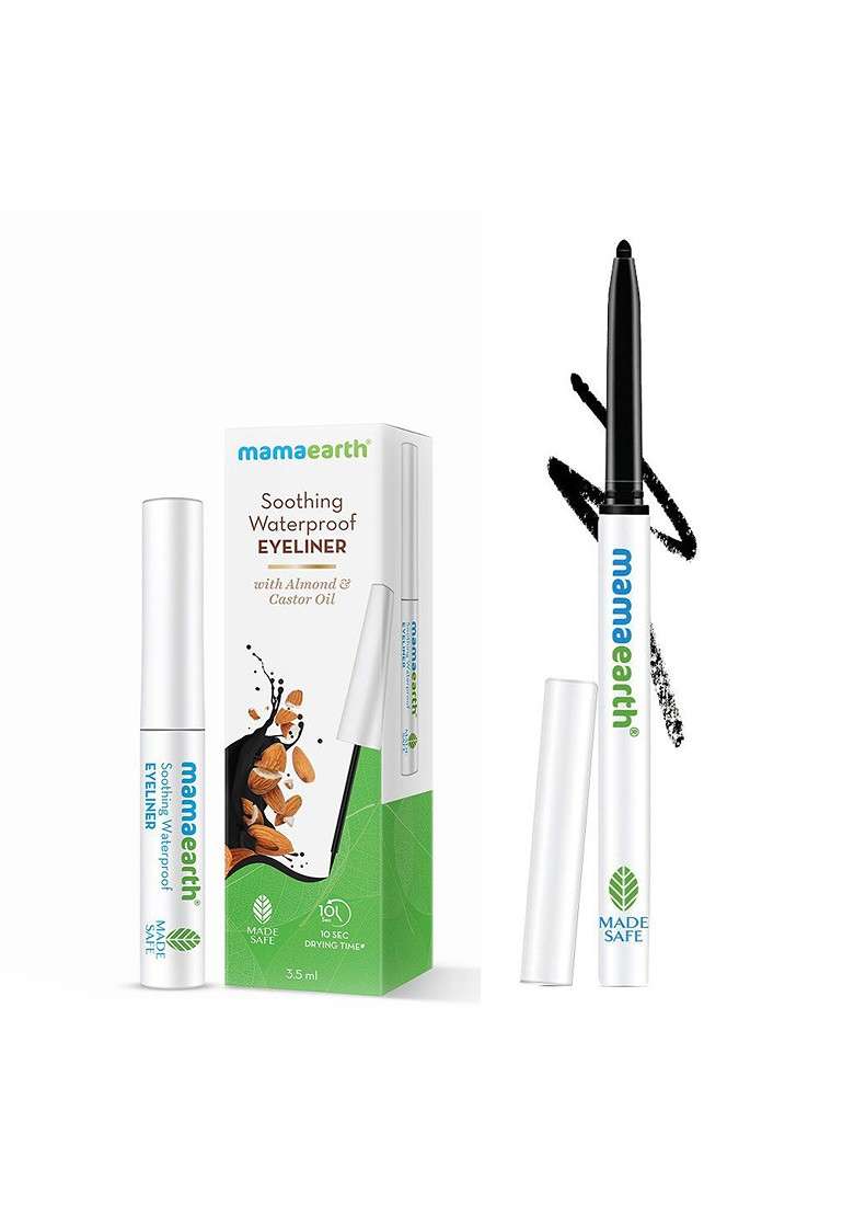 Mamaearth Long Stay Kajal 0 35G Charcoal Black Soothing Eyeliner 3 5Ml - Indya