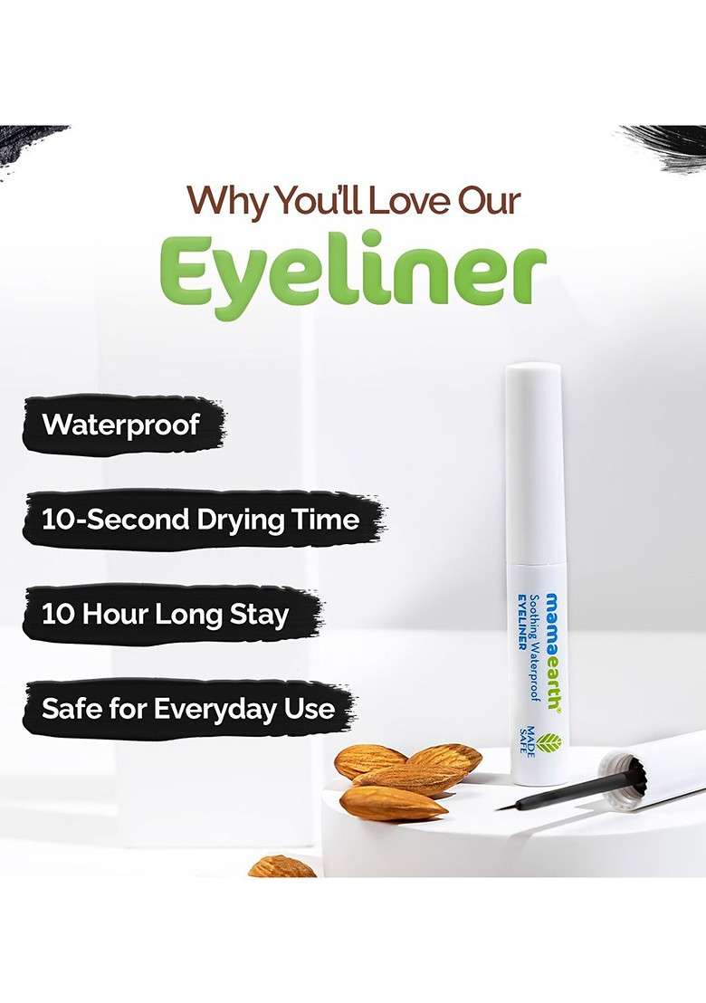 Mamaearth Long Stay Kajal 0 35G Charcoal Black Soothing Eyeliner 3 5Ml - Indya