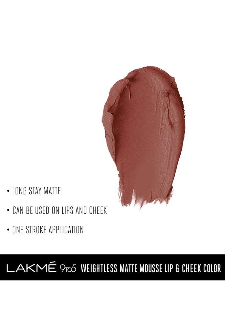 Lakme Set Of 2 9 To 5 Weightless Matte Mousse Lipstick Cocoa Soft Burgundy Lush - Indya