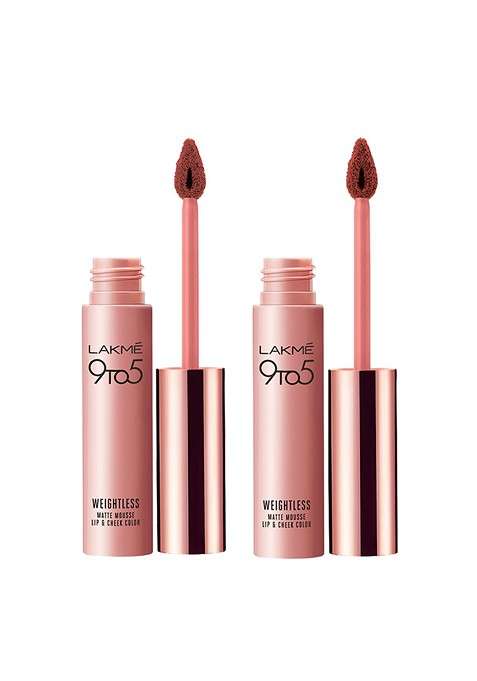 Lakme Set Of 2 9 To 5 Weightless Matte Mousse Lipstick Cocoa Soft Burgundy Lush