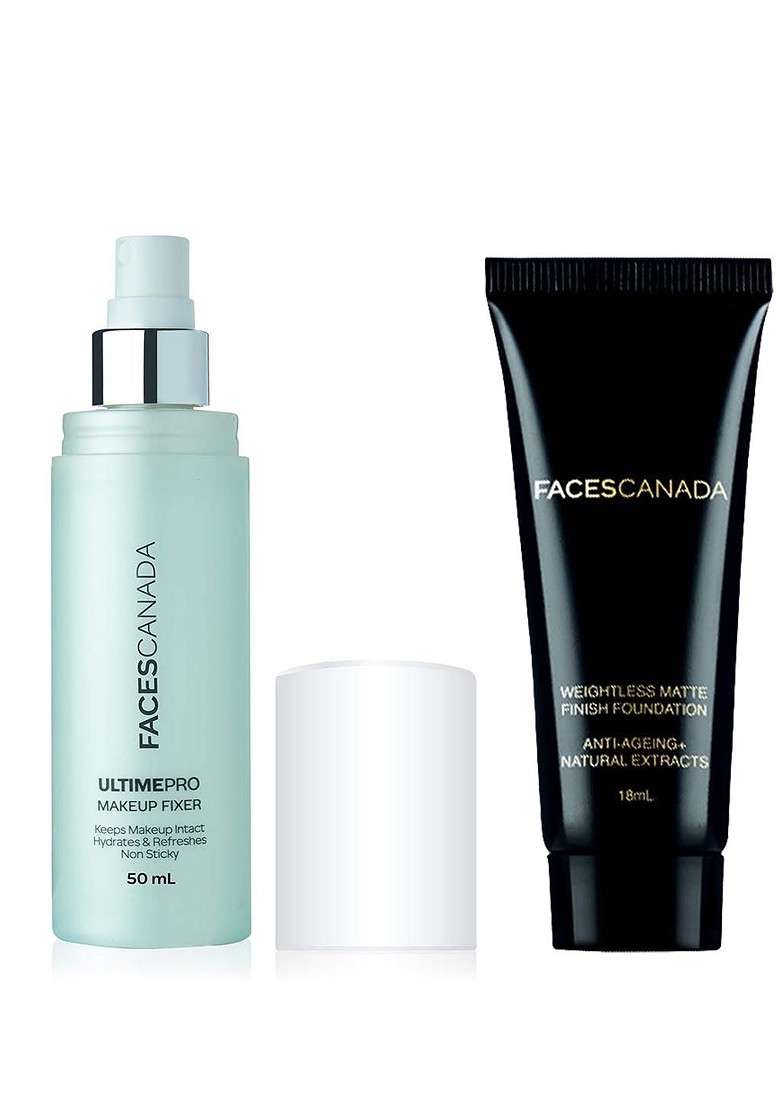 Faces Canada Set Of Weightless Matte Foundation Natural 02 Ultime Pro Makeup Fixer - Indya