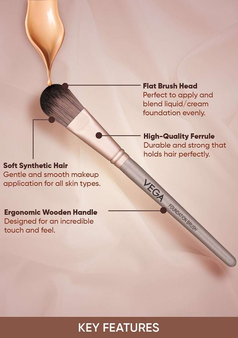Vega Makeup Foundation Brush For Full Coverage Mbn 01 - Indya