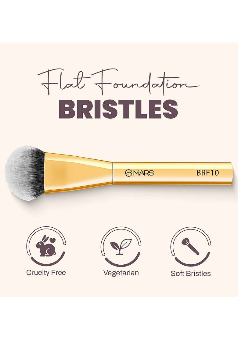 Mars Artists Arsenal Flat Foundation Brush Brf10 Gold Toned - Indya