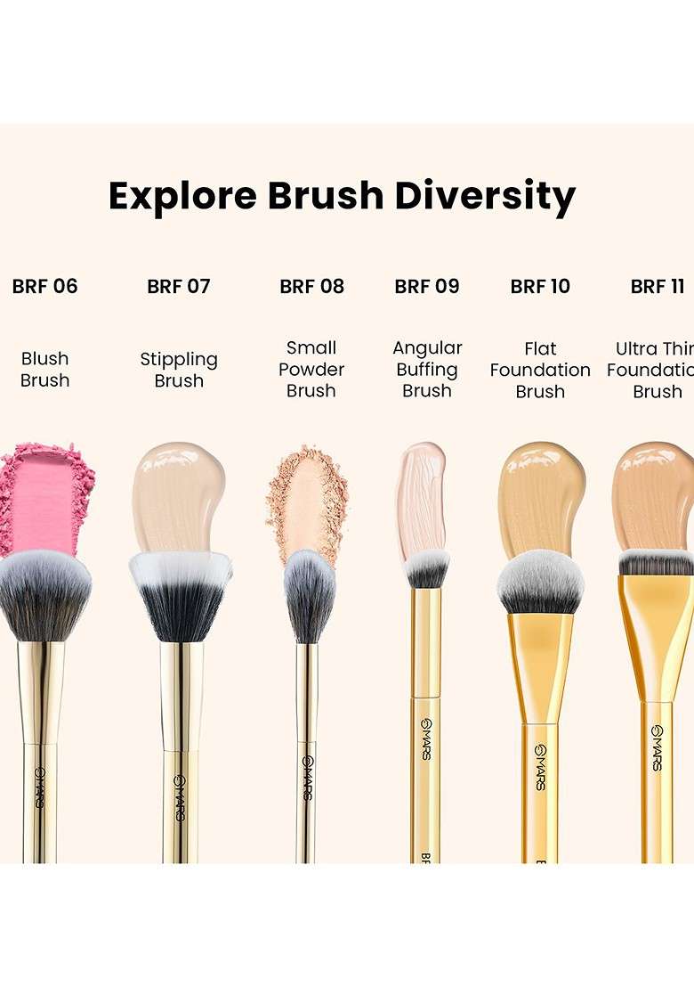 Mars Artists Arsenal Flat Foundation Brush Brf10 Gold Toned - Indya