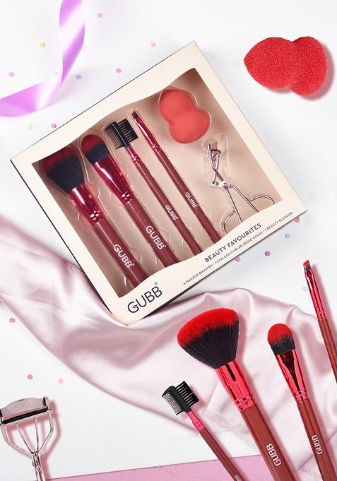 Gubb Pack Of 4 Makeup Foundation Powder Brush With Beauty Blender Eyelash Curler